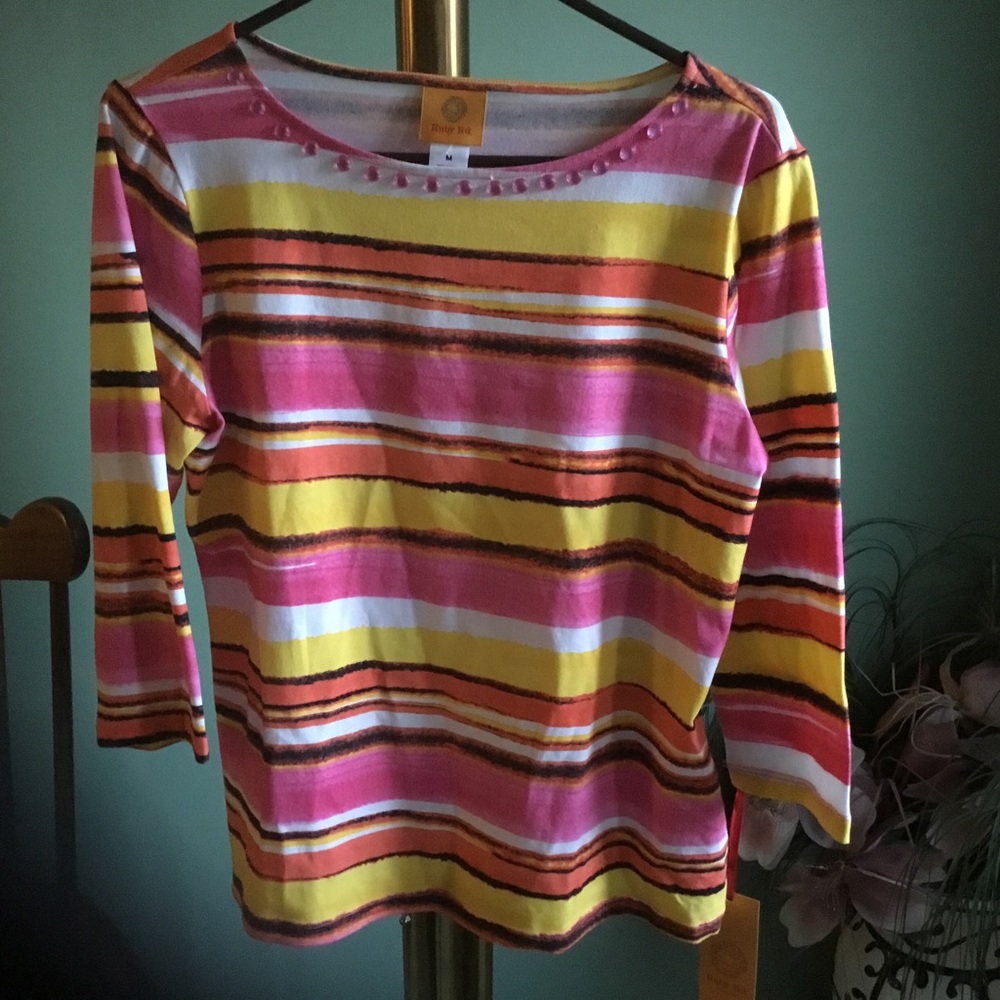 Ladies Soft Striped Top By Ruby Rd. - Size M - NWT